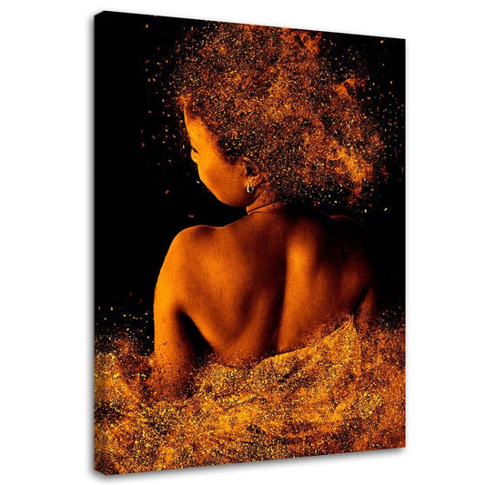 Canvas, Young woman in gold dust