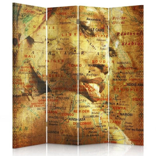 Room divider, Map with portrait of woman