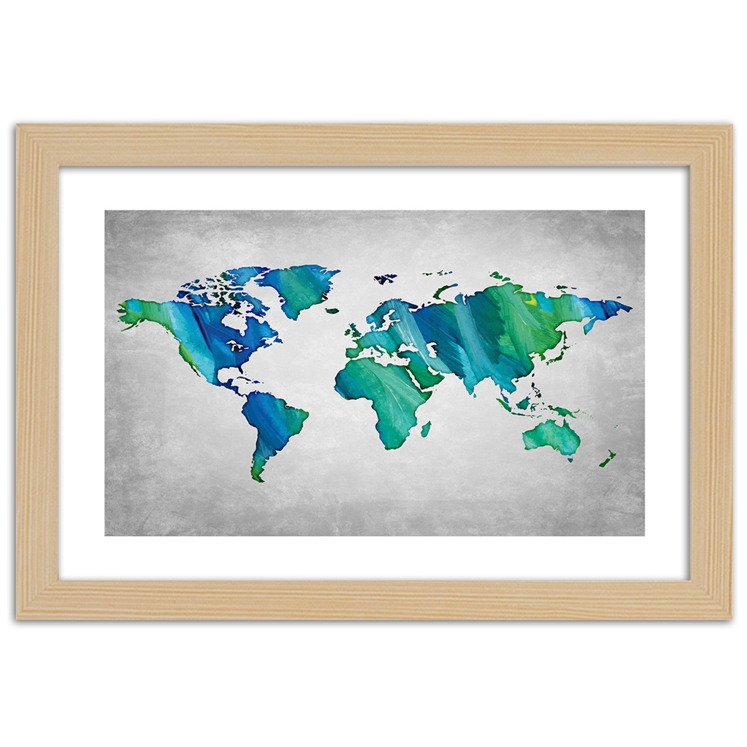 Picture in frame, Coloured world map on concrete