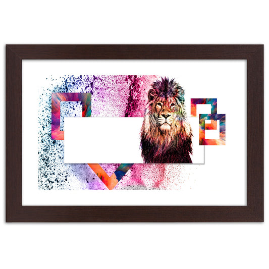 Picture in frame, Lion with colourful mane