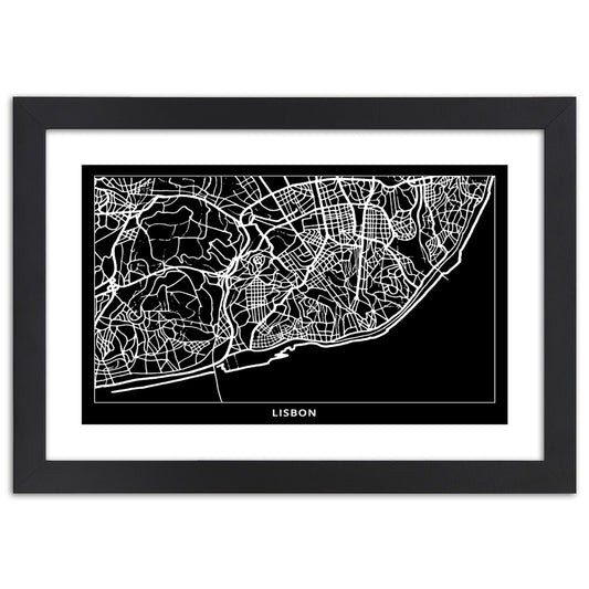 Picture in frame, City plan lisbon