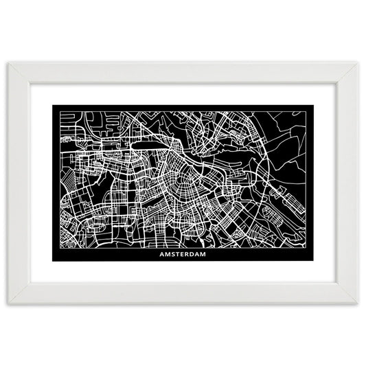 Picture in frame, City plan amsterdam