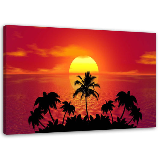 Canvas, Sunset and palm trees