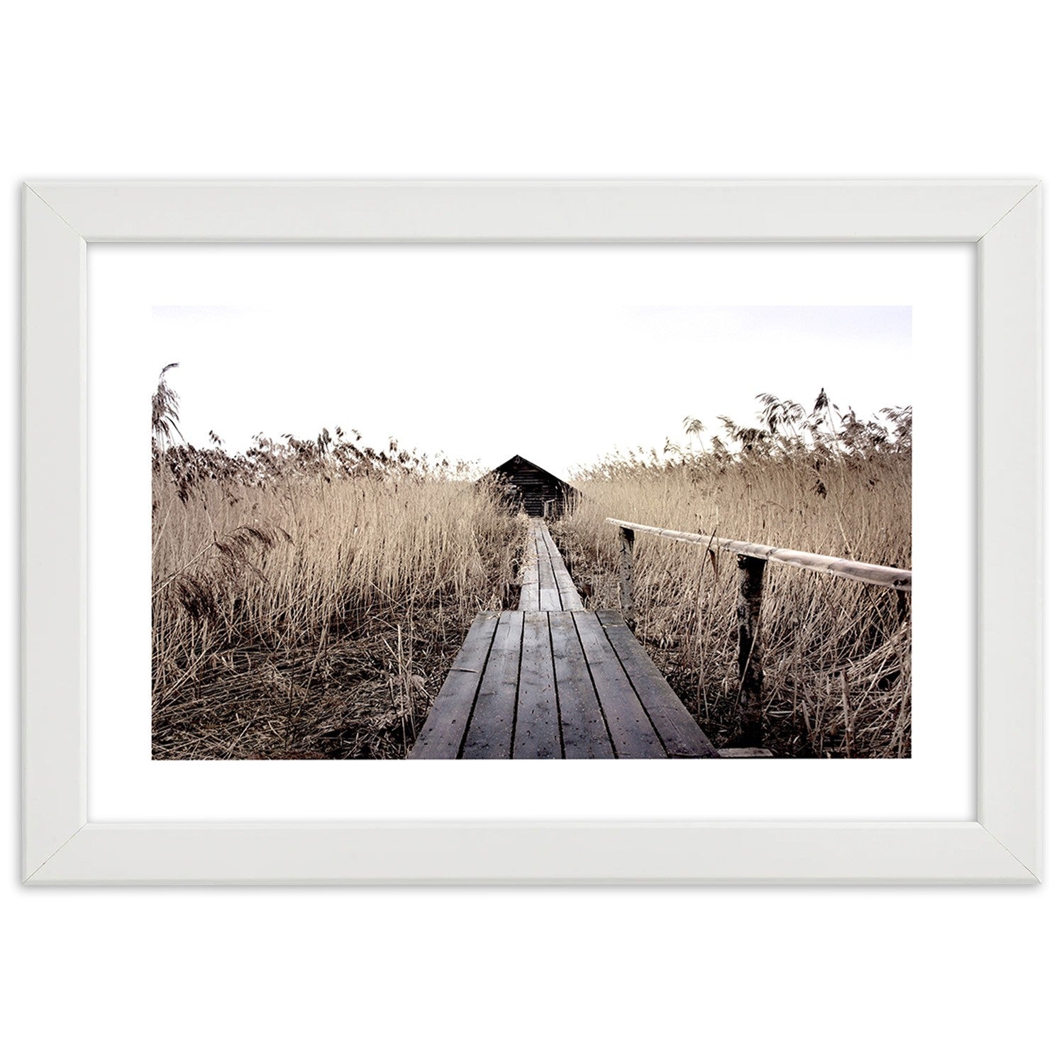 Picture in frame, Old pier in high reeds