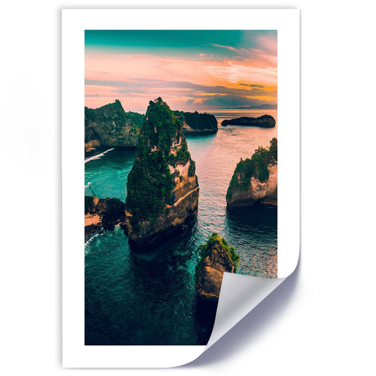 Poster, Rocks in the turquoise ocean