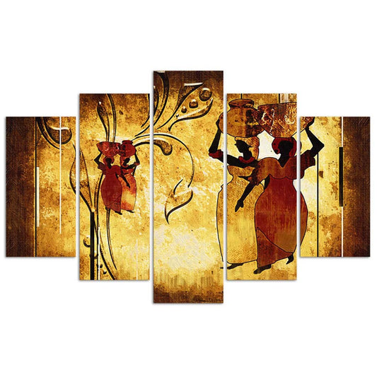 Deco panel, African women, 5-piece