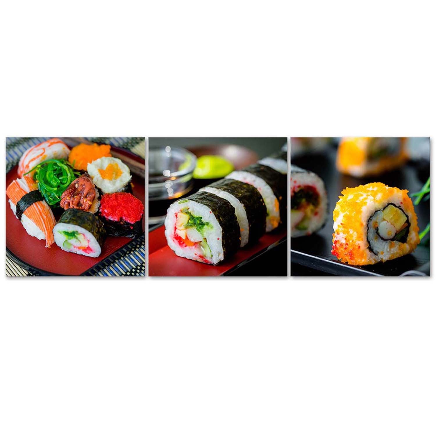 Deco panel, Colourful sushi, 3-panel